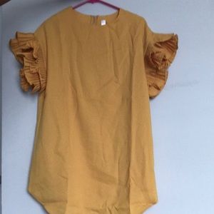 NEVER WORN yellow tunic with ruffled sleeves